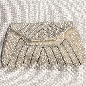 Vintage wedding holidays clutch pearls beaded made in Japan
